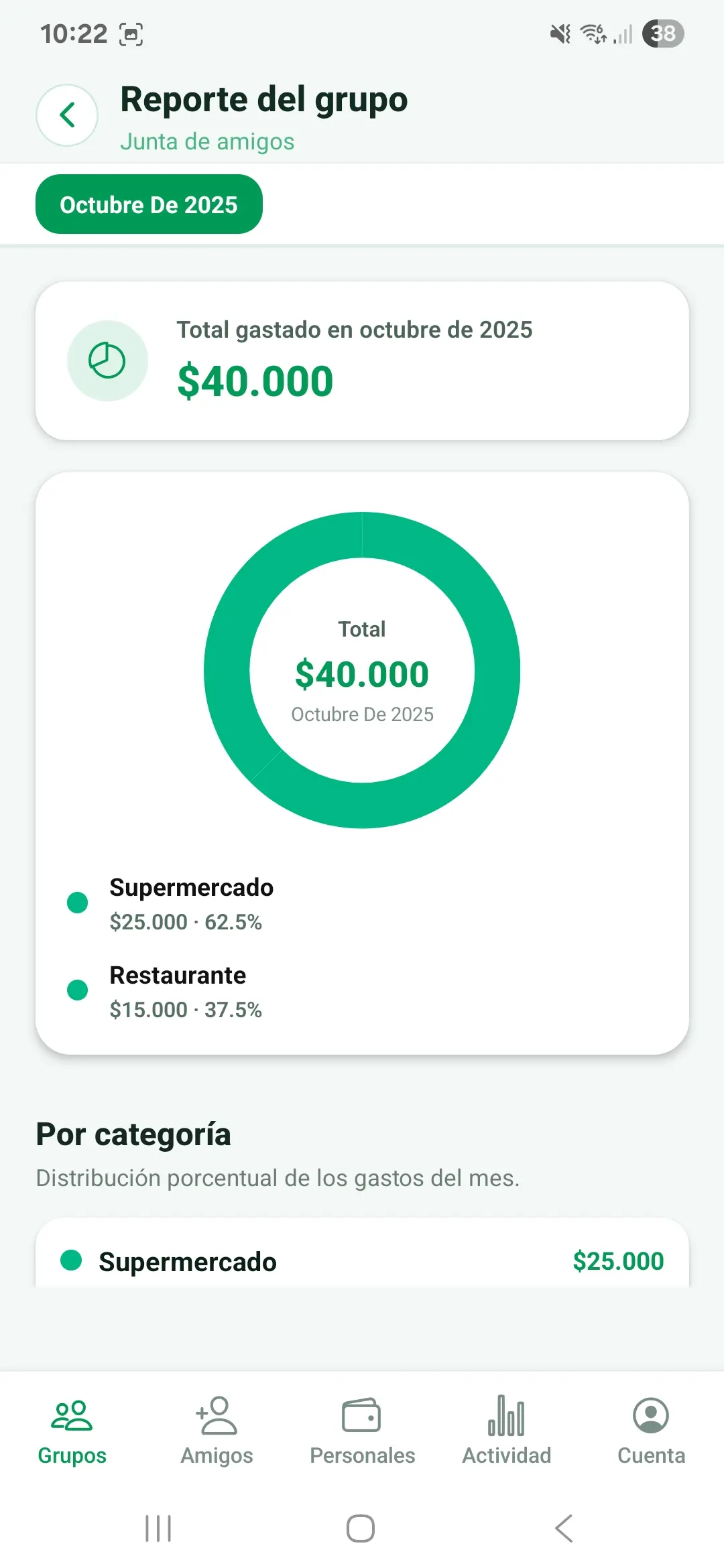 Captura de pantalla de Teilen: Revisa actividad